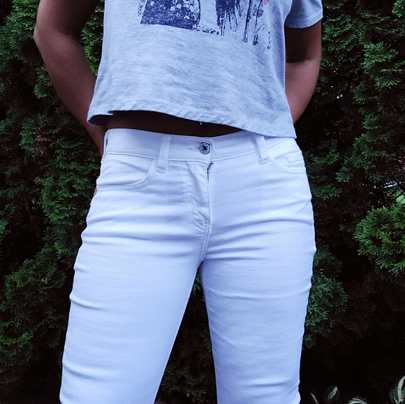 White Bootcut Mid Rise Jeans - Picture 5 of 6